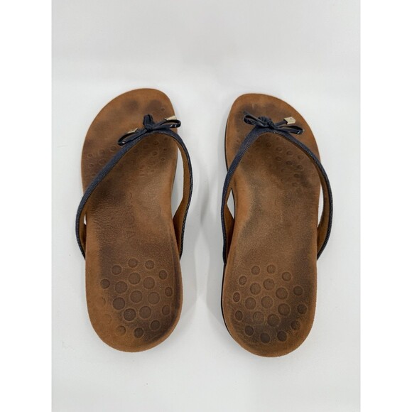 Vionic Orthaheel Bella II Blue Denim Flip Flop Sandals Thong Bow  Size 10.5 - Picture 2 of 7